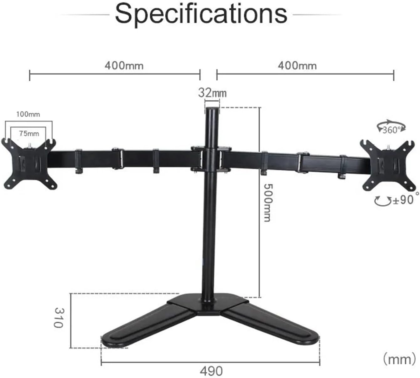 Dual-screen monitor stand computer supports 10-32 inches 2-screen LCD monitor Vesa stand DZ18