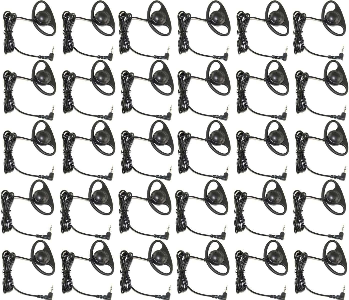 EXMAX DTP-03 3.5mm D-Shape Single Side Ear Hook Clips Earphone Headset Headphone Dual Channel for Tour Guide System Receiver Tablet Laptop PC Skype YouTube MP3/4 DVD (100PACK)