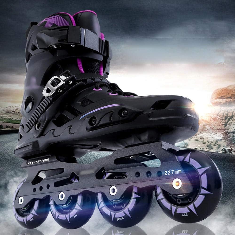 Inline Skate Professional Flat Figure Skates Skates Unisex (Black purple US12)