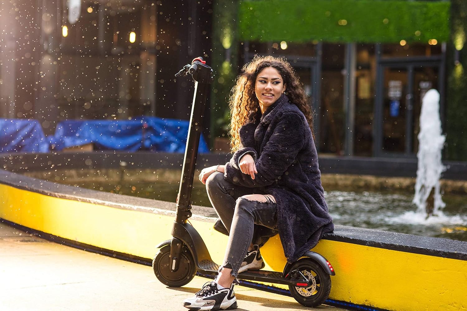 Eskuta KS-350 Long-Range Electric Powerful Kick Scooter, Ultra-Portable, Lightweight with Removable Quick Charging Battery, Triple Brakes & LED Digital Technology
