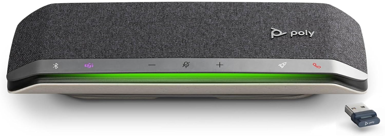 Poly Sync 40+ Smart Speakerphone (Plantronics) - Flexible Workspaces - Connect to PC/Mac via BT700 Adapter and Smartphones via Bluetooth - Certified for Microsoft Teams – Amazon Exclusive