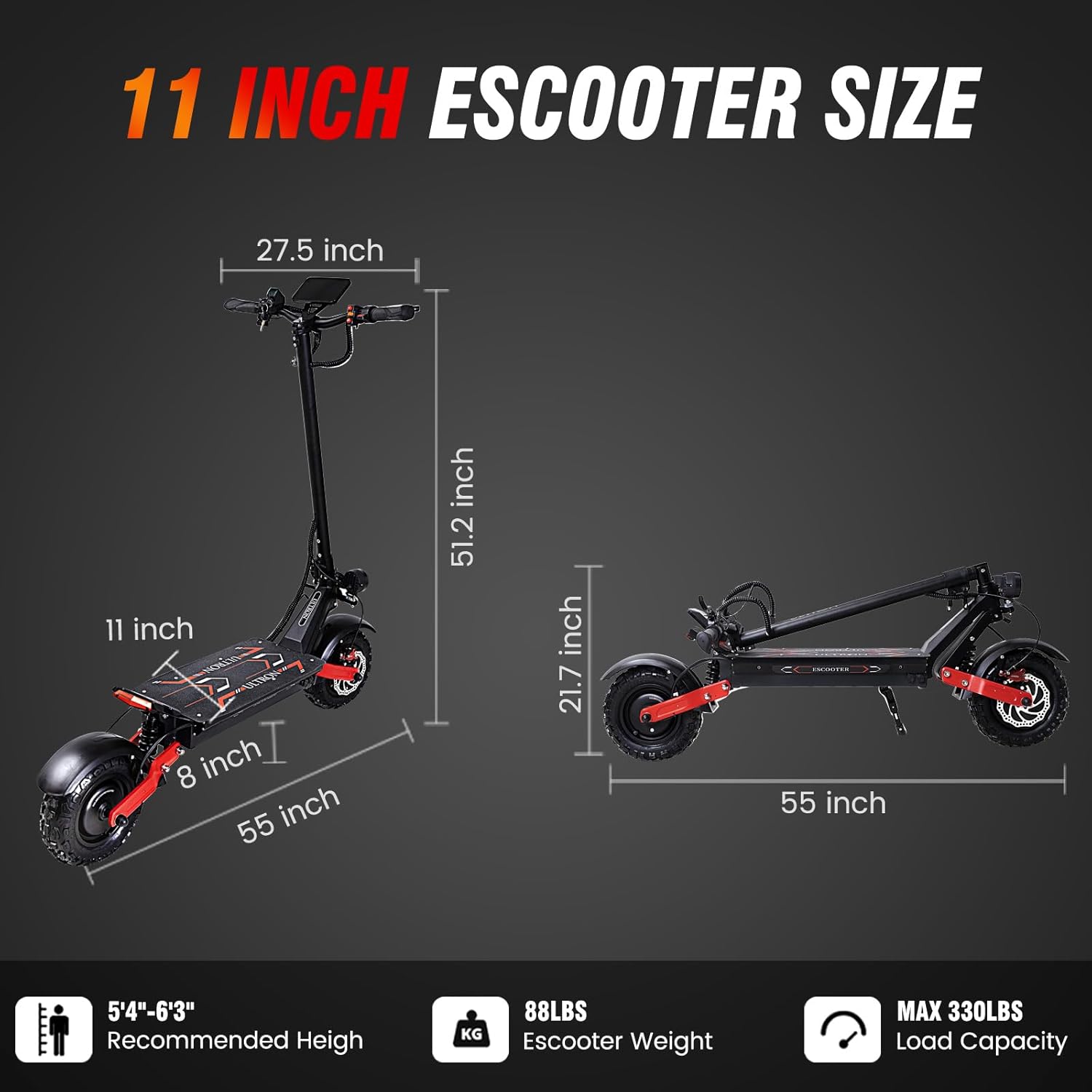 Electric Scooter with Seat for Adults, 60V 6000W Electric Scooters Adult 52mph with 1440WH Battery, Up to 50Miles Long Range, Dual Motor 11