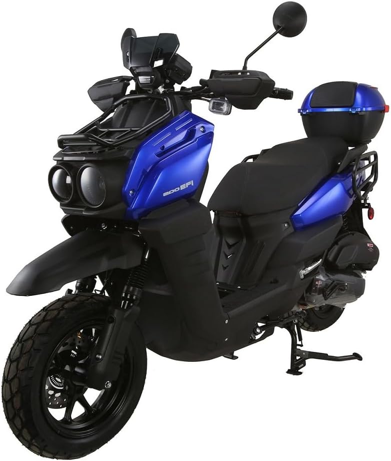 HHH Tank 200 EFI Scooter Upgraded TANK 200cc Motorcycle Fully Automatic Adult Street Bike with Matching rear trunk ( Blue )