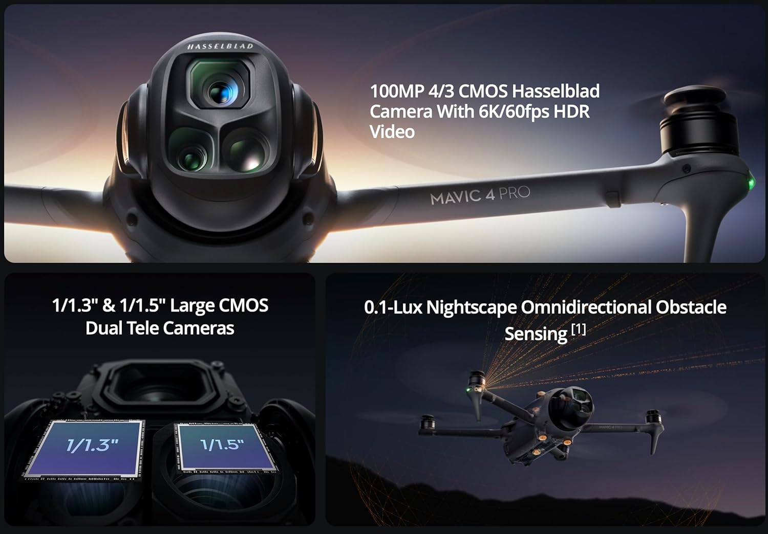 DJI Mavic 4 Pro Drone Fly More Combo (DJI RC 2) with 100MP Hasselblad Camera, Triple-Camera System, 6K/60fps HDR Video, 51-Min Flight Time, O4+ 30km Video Transmission, 0.1-Lux Night Vision