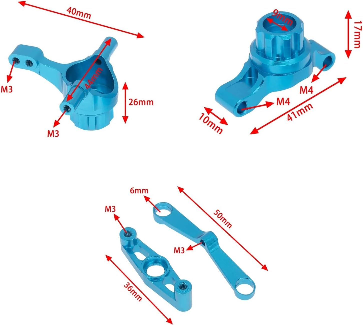 RC Car Models Parts For Tamiya For TT-02 For TT02 1/10 Metal Suspension Arms Steering Modification Accessory Kit RC Car Upgrade Parts Accessories(Red)
