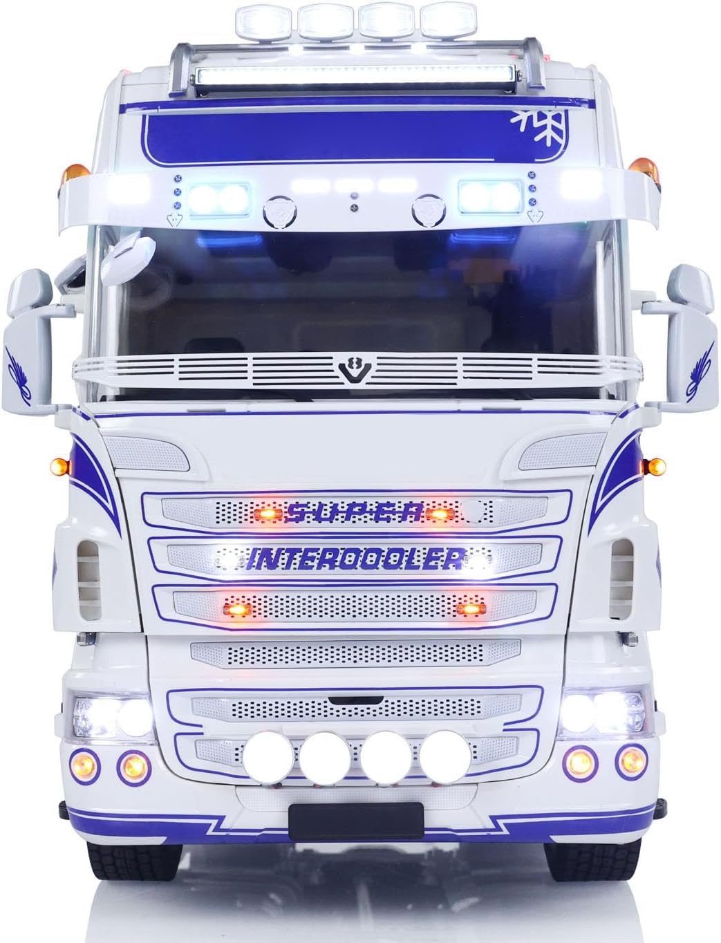 1/14 4x4 RC Tractor Truck RTR Transport Vehicle Metal Chassis R730 Smoke 3-Speed Transmission Differential Lock Axles Light Sound System Hobby Grade Model