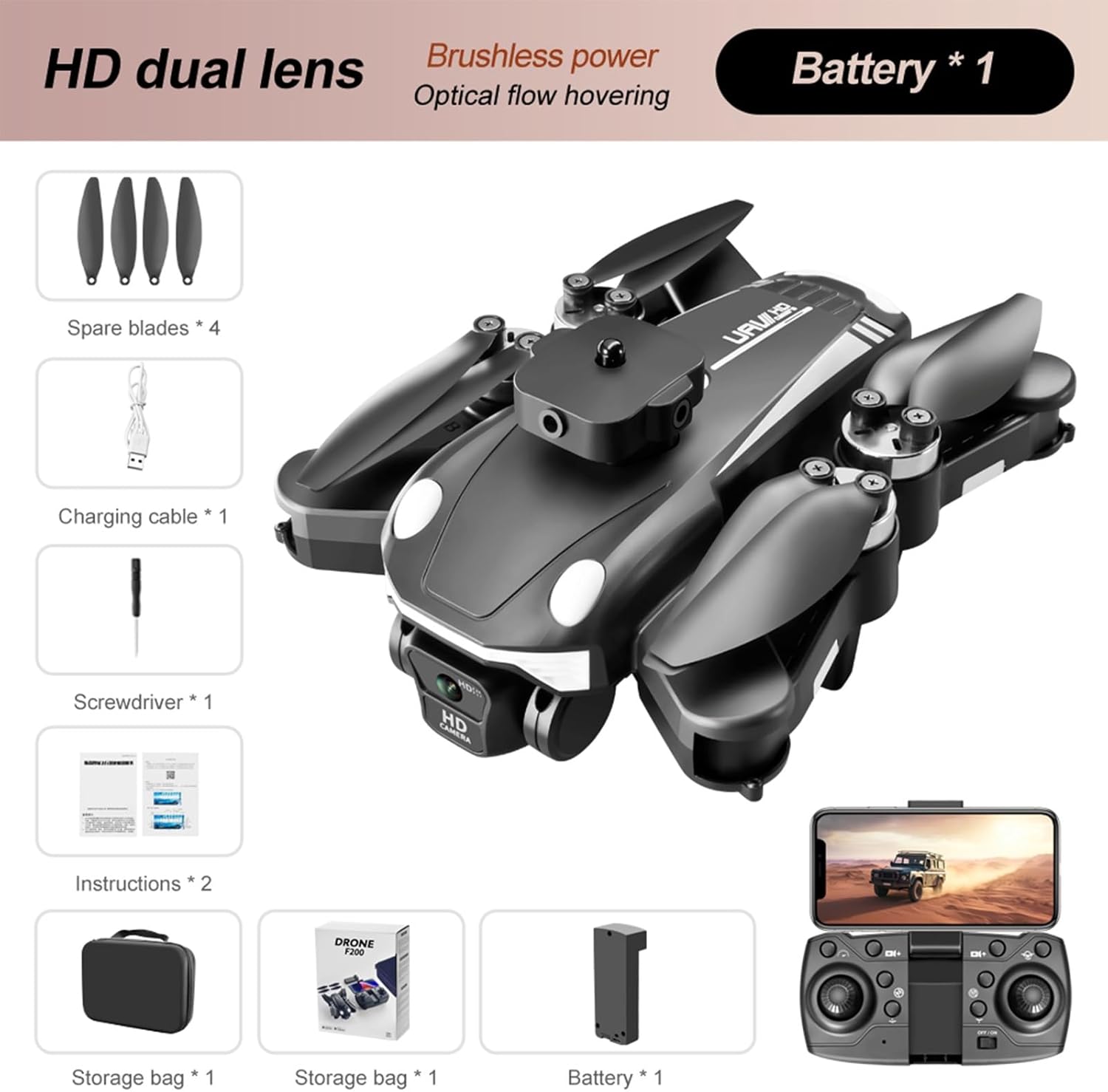 Drones with Camera Foldable RC Quadcopter Brushless Motor Drone with Altitude Hold,Headless Mode Remote Control Drone for Beginners Drones with Camera Foldable RC Quadcopter Christmas Gift