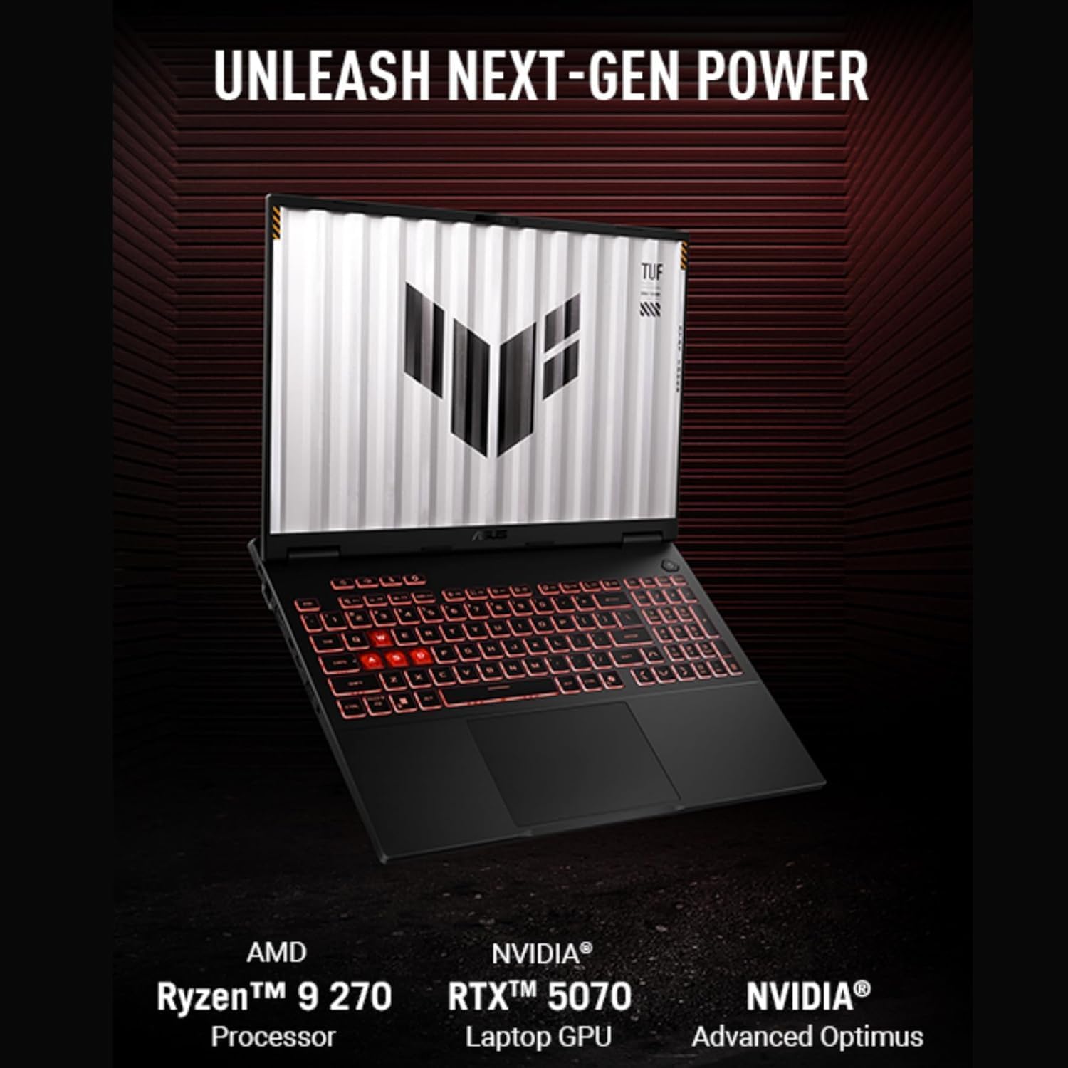 ASUS TUF A16 Gaming Laptop, AMD Ryzen 9 270(up to 5.2 GHz), NVIDIA GeForce RTX 5070, 16 inch FHD+ 165 Hz 300Nits Display, 32GB DDR5, 1TB SSD, Backlit Keyboard, Windows 11 Pro, WiFi 6E, w/Accessories