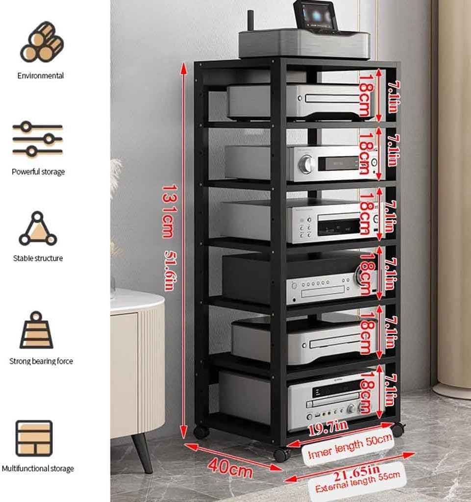 Media Stand Corner Shelf with Height Adjustable Wooden Shelf