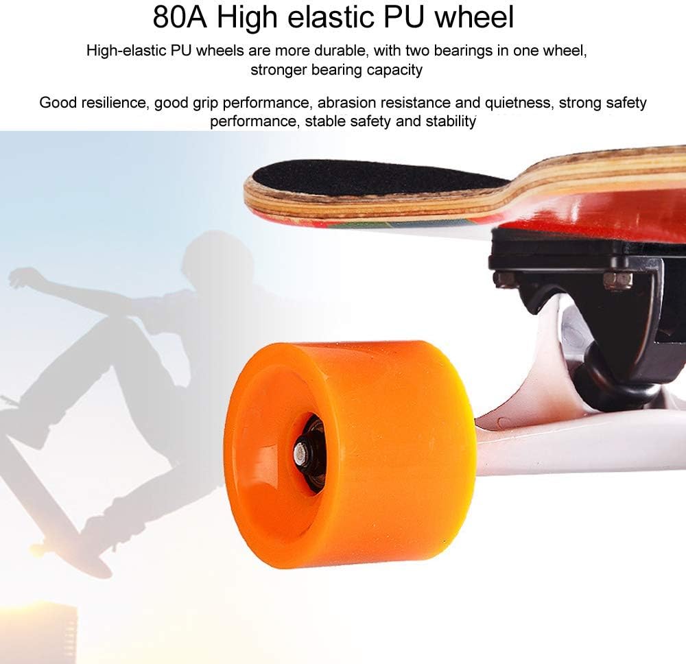 Longboard Complete Board 107×26cm with T-Tool + Spare Bearing + Backpack 9 Layers of Maple Double Kick Cruiser Skateboard High-Speed ABEC-11 Bearings for Youths Adults Kids Beginners (A)