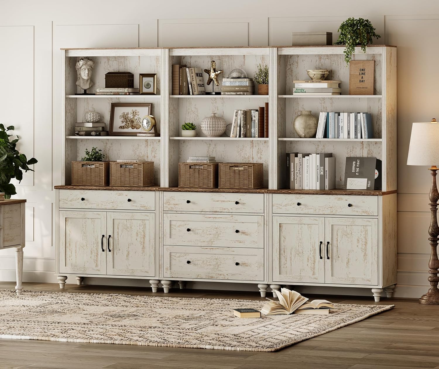 WAMPAT Mid-Century Morden 5 Tier Wooden Bookcase 72