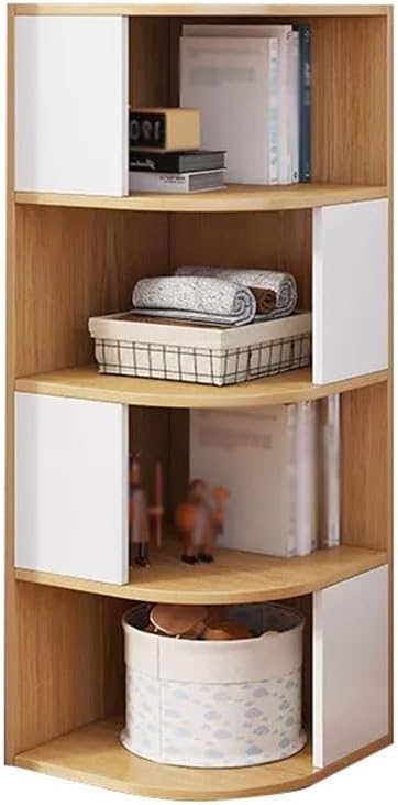GZHERVICES Corner Bookshelf, Floor Standing Bookcase Organizer, Display Cabinet for Office Home Living Room Study, Baffle Design, Windmill Structure, Avoid Falling Objects