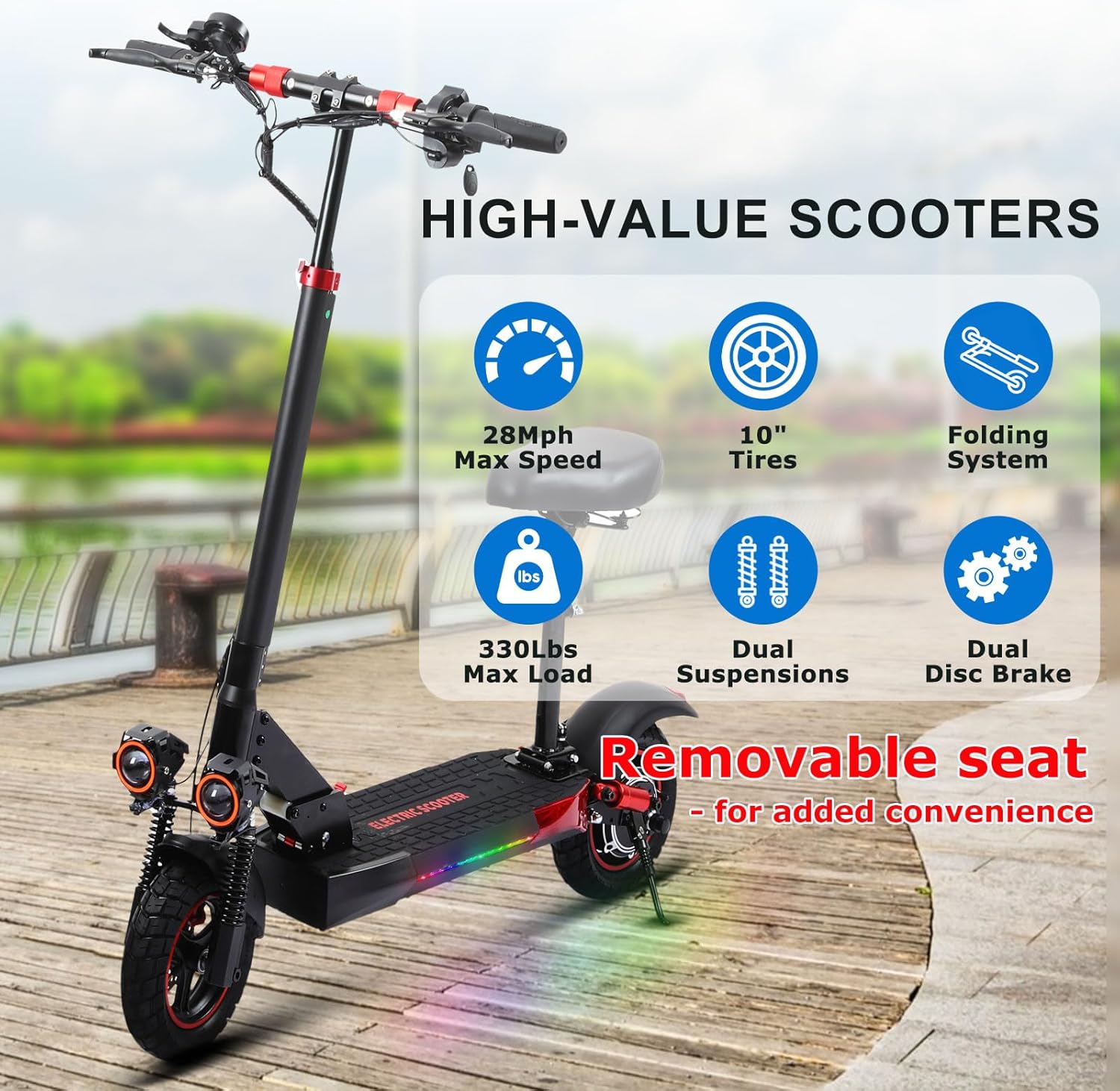 Off-Road Electric Scooter Adults,1600W/1200W Motor,32-40 Miles Long Range,31/34MPH,10/11