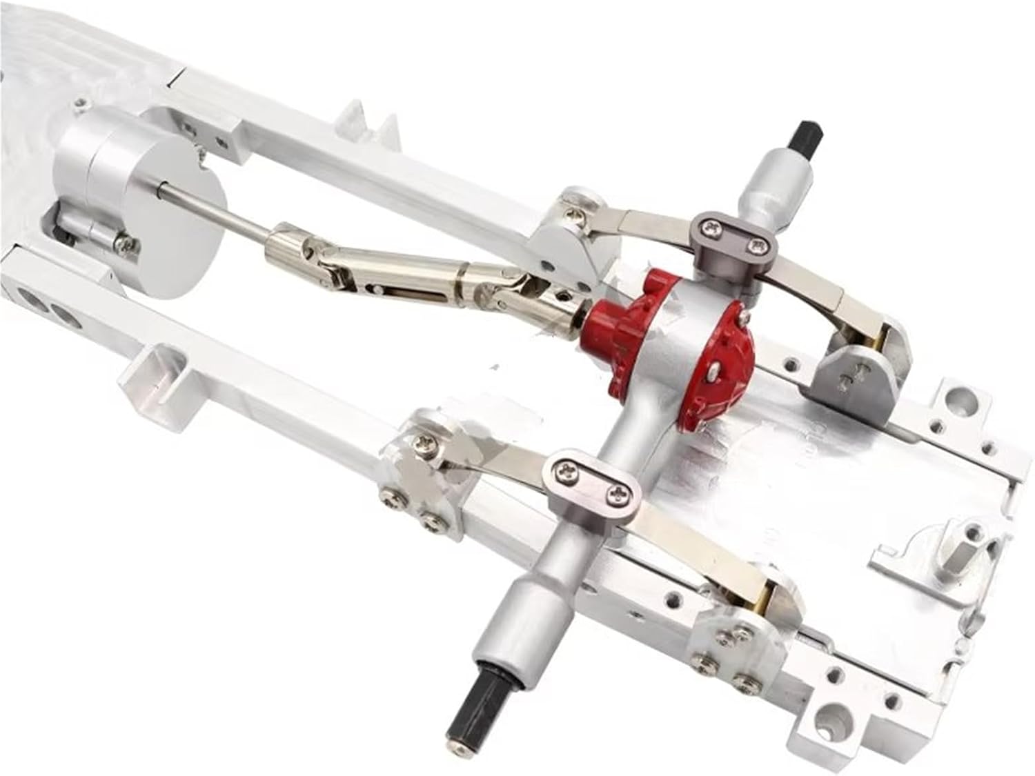 RC Crawlers Components For WPL D12 1/10 Full Metal Chassis Frame Rear Axle Gearbox Leaf Springs Steering Cup Upper Lower Swing Arm Slider Drive Shaft Bearing Kit RC Car Parts(Silver)