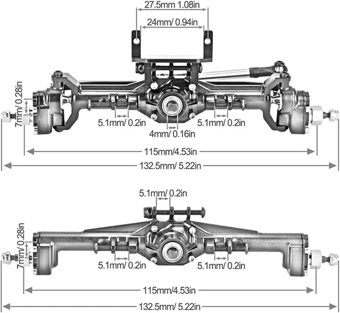 RC Car Upgrade Parts Compatible with TRX4-M 1/18 RC Crawler Car Upgrade Parts Portal Axle with Lay Down Servo Mount Accessories(Silver)