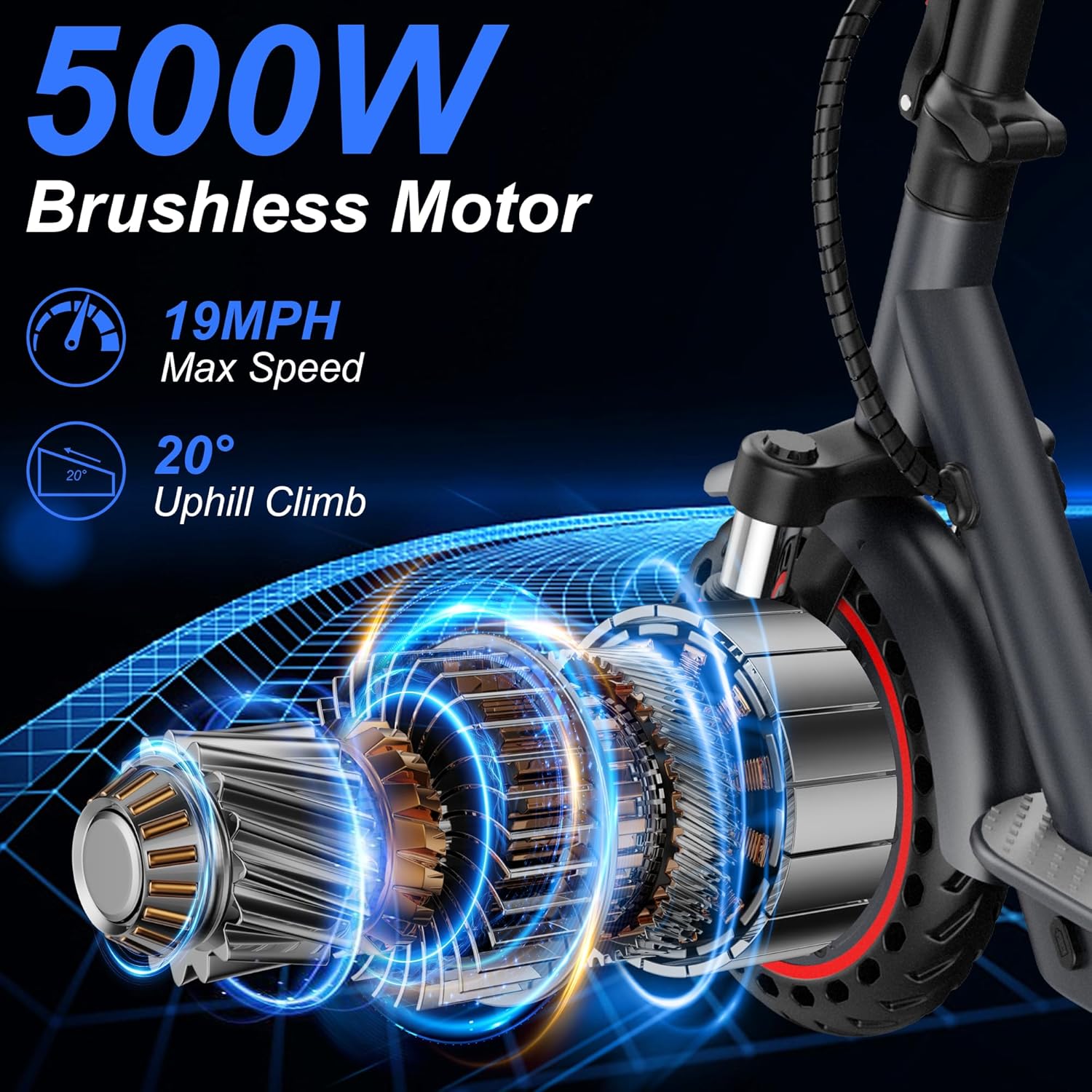 Electric Scooter, Electric Scooter for Adults, 350W/500W Motor, 19 Mph Speed, 15/25 Miles Ranges, 8.5