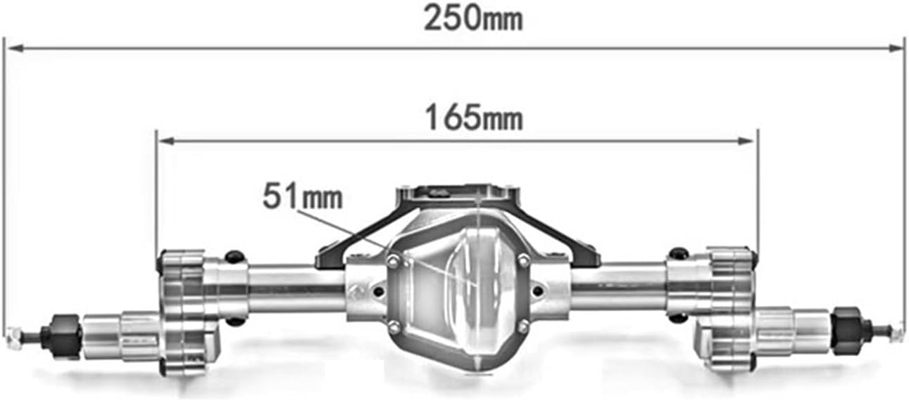 RC Car Parts Compatible with Axial for SCX10 90046 90047 GN8 1/10 RC Car Aluminum Alloy Rear Front Axle Heighten Replacements Upgrade Parts(Black,Rear)