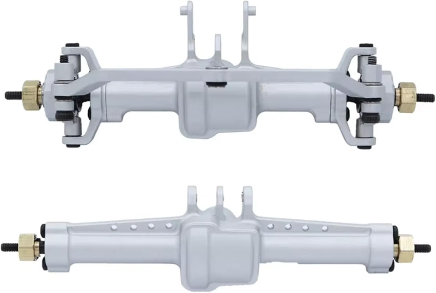 RC Spare Part Compatible with Traxxas for TRX4M for Bronco 1/18 RC Crawler Car Parts 2Pcs Metal Front and Rear Axle with Steel Gear(White)