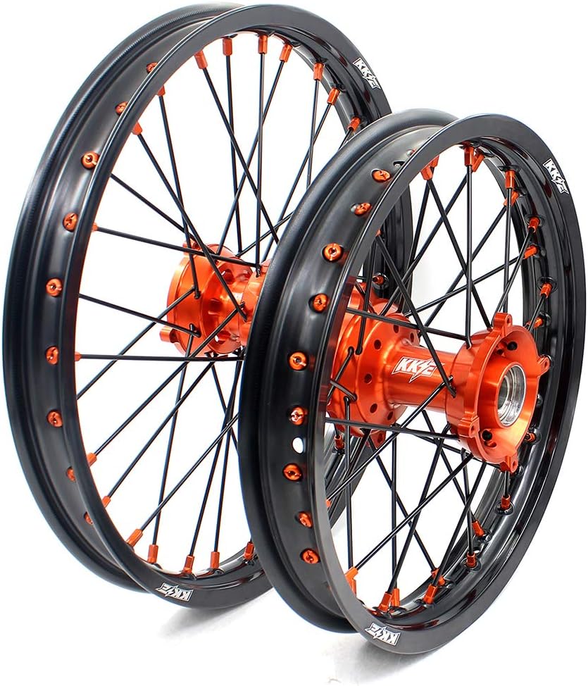 KKE 19-16 Kids Wheels Fit for KTM 85 SX 2003-2020 TC85 2014-2020 Orange Anodized Hub Black Spoke