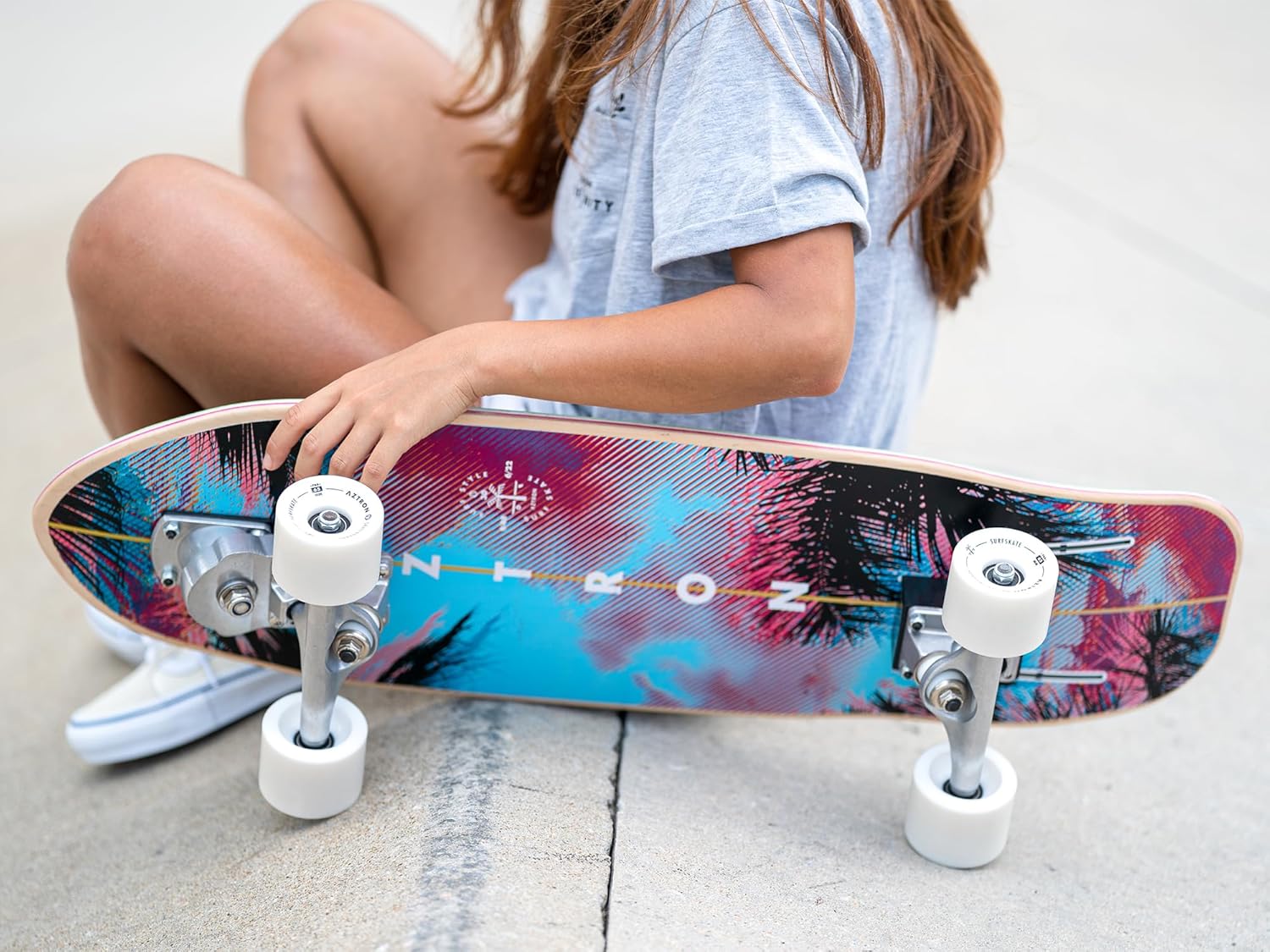 Aztron Surfskate Island 30 Skateboard shortboard 76x24 cm, Black, S