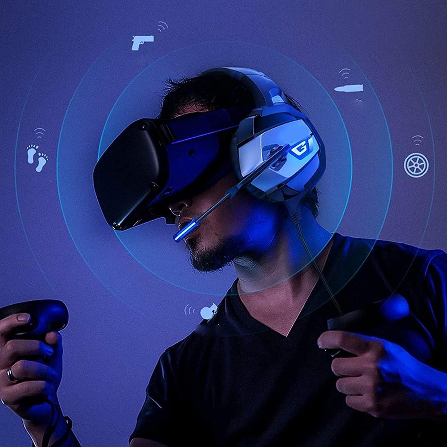 Gaming Headset, USB, in-Line Controls,Bass Stereo Game Headphone with Microphone LED Light for PC Laptop (Color : Multi-Colored)