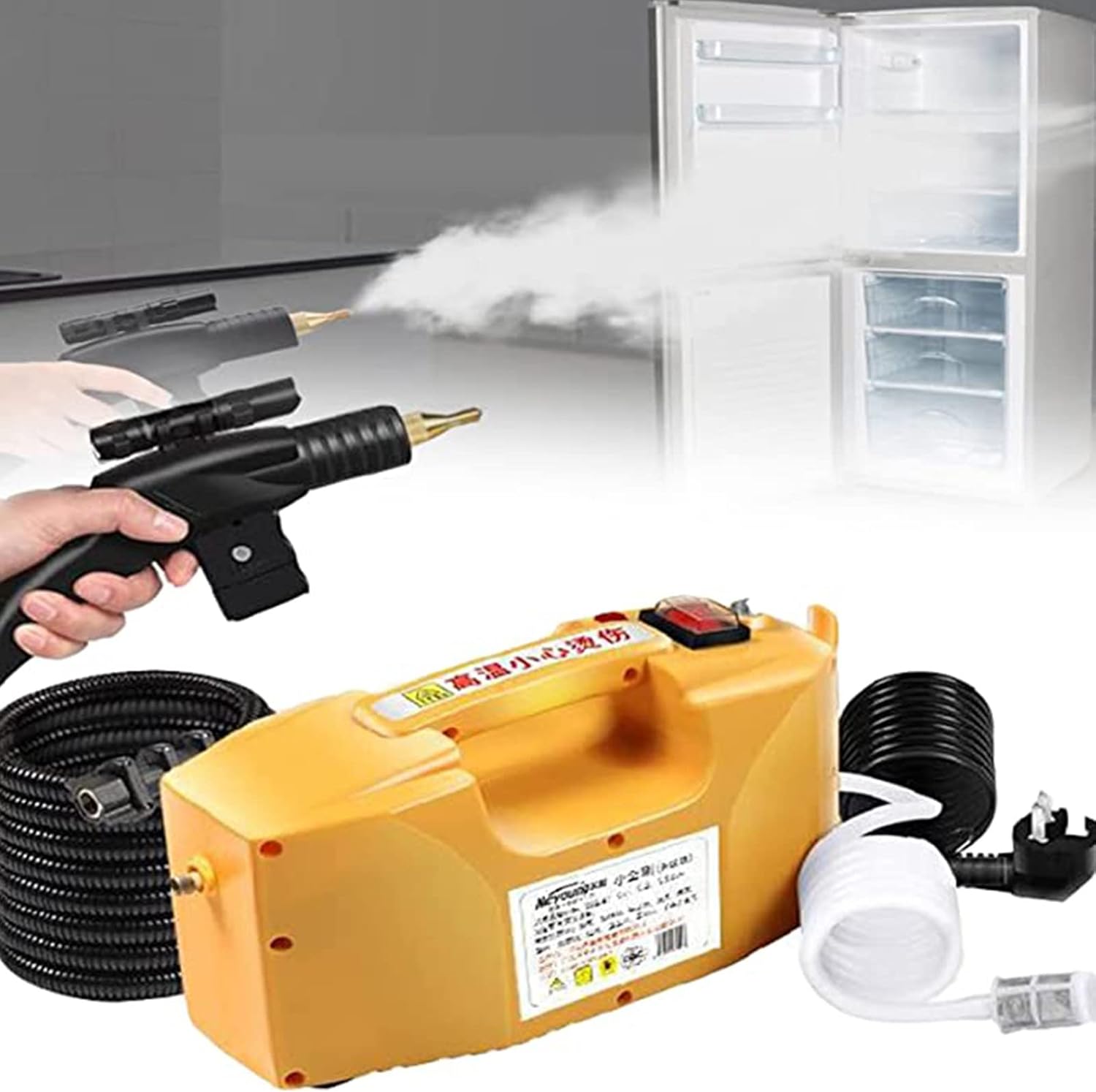 XYEJL Multifunction Handheld Steam Cleaner, 3000w Electric High Pressure Steam Clean Mobile Cleaning Machine Power Steamer, for Kitchen Bathroom Furniture Car,Yellow-220V