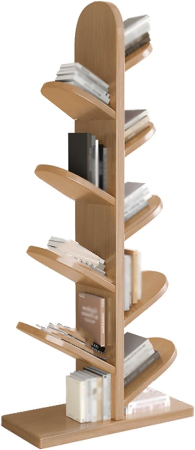 ZFUCMAYL Tree Bookshelf,Floor Standing Bookcase Vertical Book Shelves,4/7/9 Tier Storage Display Shelf,Book Shelf for Living Room Bedroom Home Office(Wood Color,9 Tier)