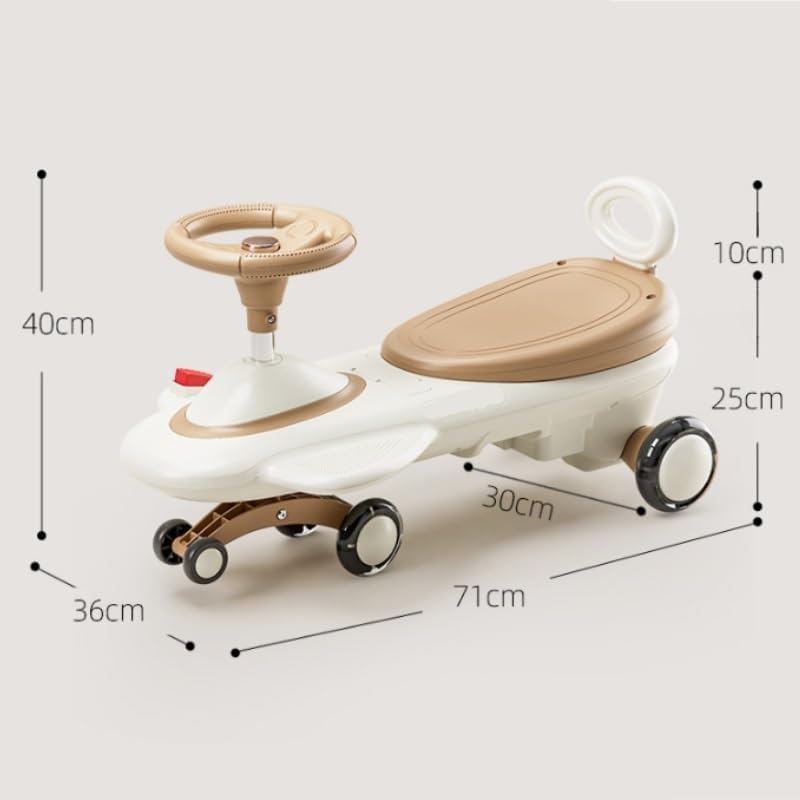 Wiggle Scooter Kids Electric Ride On Car 6V Wiggle Car with Lights Music for Boys Girls Indoor/Outdoor Toy Vehicle(Brown,Electric Type)