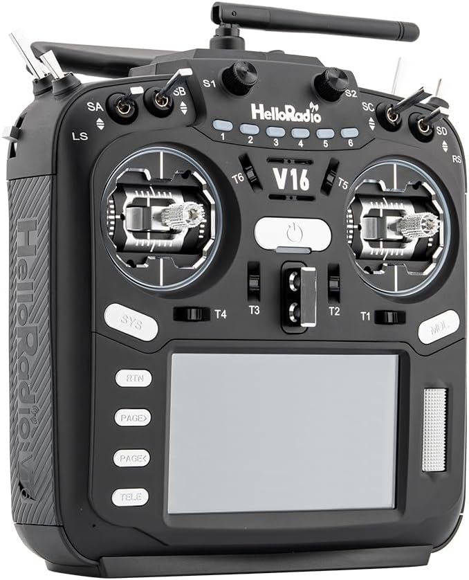 V16Max ELRS CNC Hall Gimbals Radio Transmitter, 16 Channels, 2.4G, Mode 2, for RC Drone (Black)