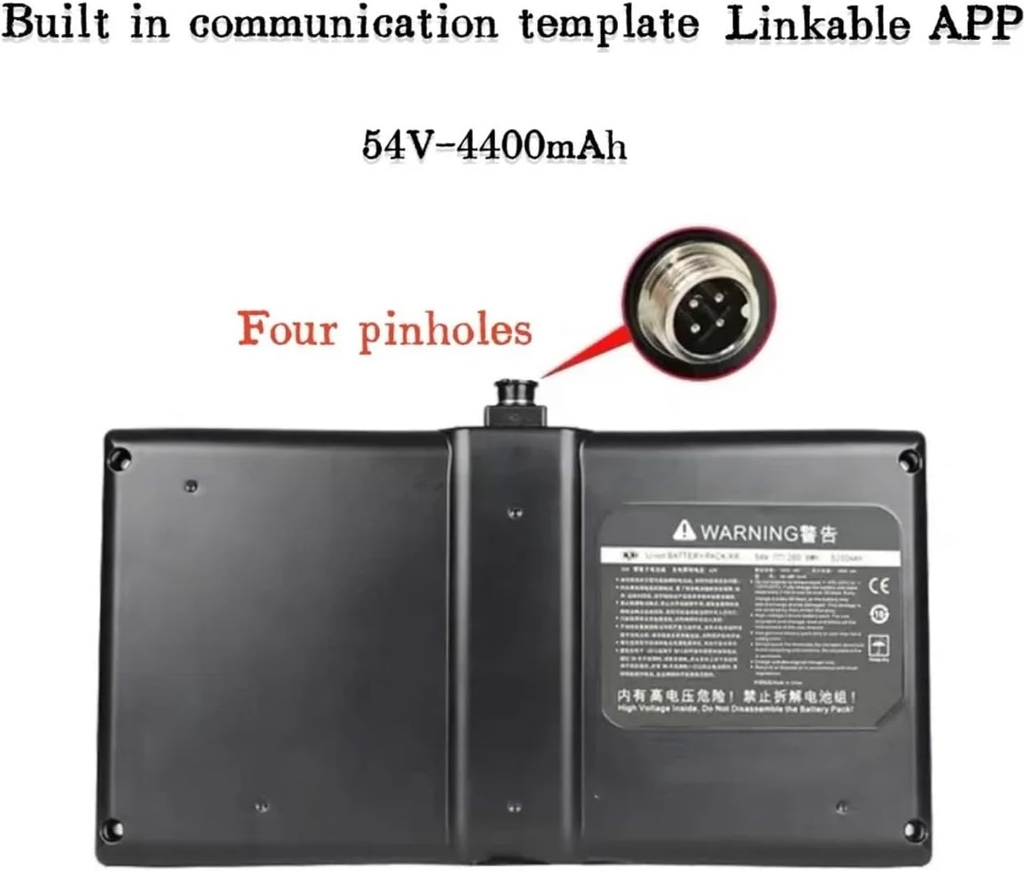 Battery Tested Rechargeable, 3pin/4pin Battery，Compatible for Ninebot Mini PRO 54V-63V Electric Scooter Balance Car Battery Pack BMS Connection APP(Four pinholes)