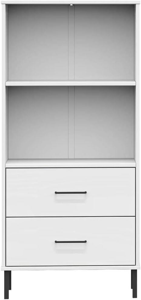 CHARMMA Bookcase with 2 Drawers White 23.6