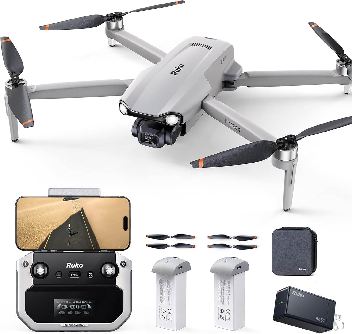 Ruko R65W Fast Charging Block and F11PRO 2 Drone