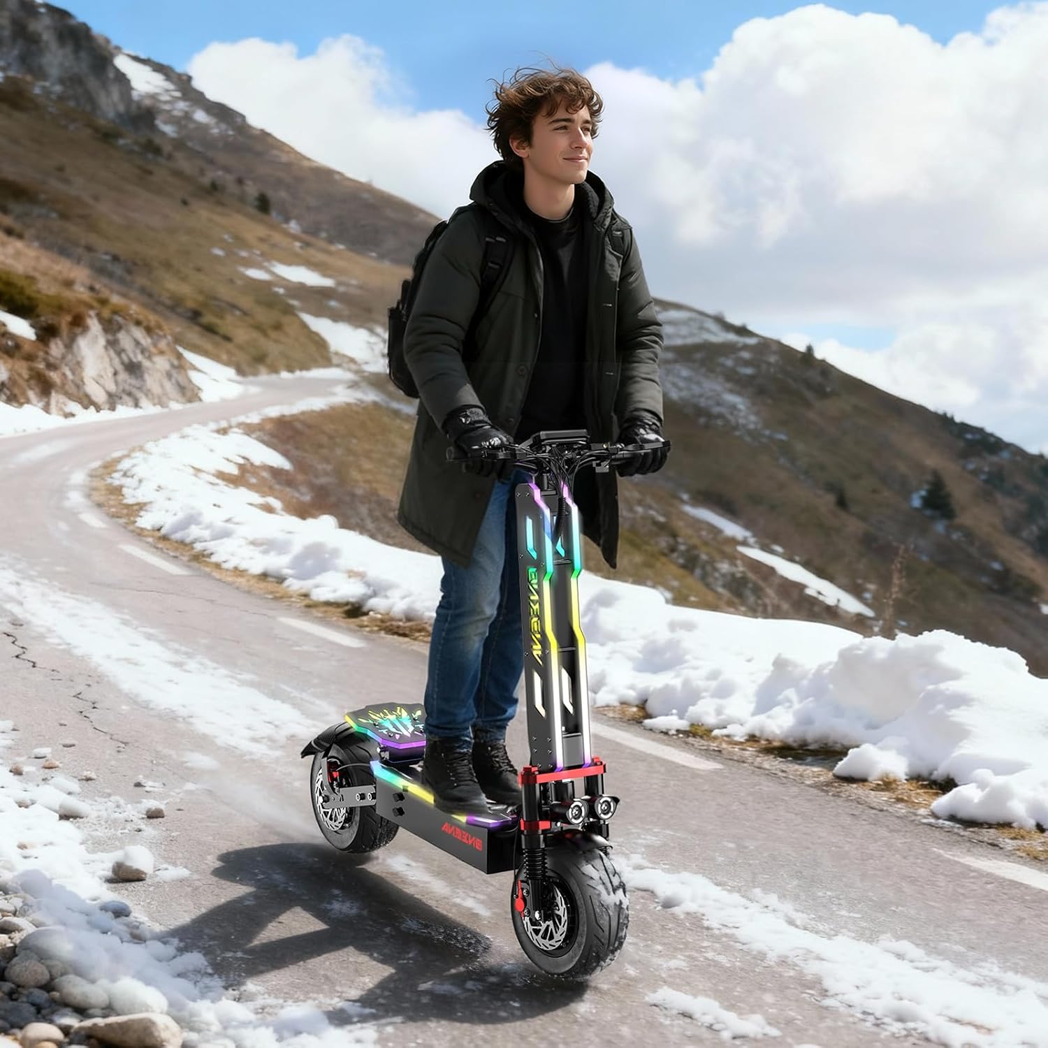 Electric Scooter Adults - 7000W Dual Motor Fast Electric Scooter, 38Ah Battery 70 Miles Long Range, 55MPH High-Speed Foldable Off-Road Commuter Scooter with Seat, LED Atmosphere Lights