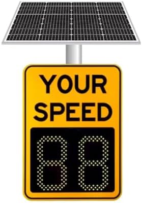 Portable Radar Traffic Sign - Digital Solar Speed Detector with LED Display, Adjustable Speed Limit, Accessories Included, 600mm x 900mm, Ideal for Suburban Areas