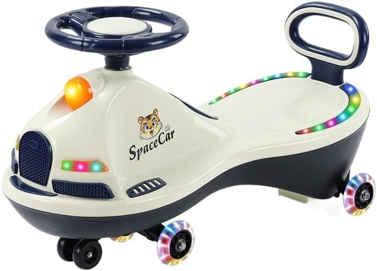 Wiggle Scooter Load 140 KG Wiggle Scooter with LED Flashing Wheels Flexible Steering Ride On Toys for Outdoor(White)