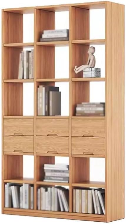 Bookshelves and Bookcases Simple Solid Wood Bookshelf Floor Rack Living Room Display Cabinet Porch Multi-Layer Lattice Bookcase Storage Shelves