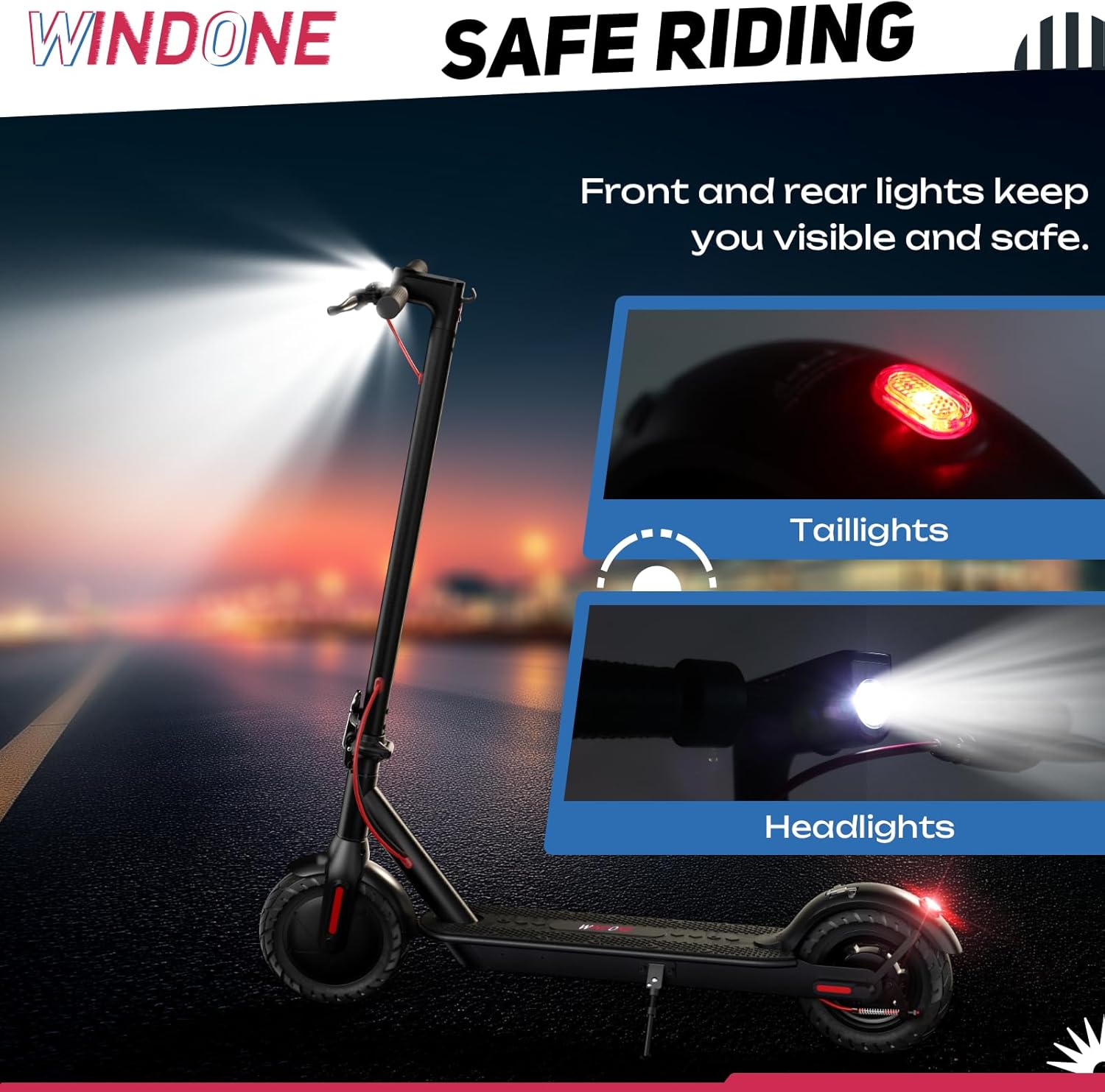 Windone Electric Scooter for Adults, 430W Peak Motor, 19MPH & 17-Mile Range, Foldable Commuter Scooter with 10