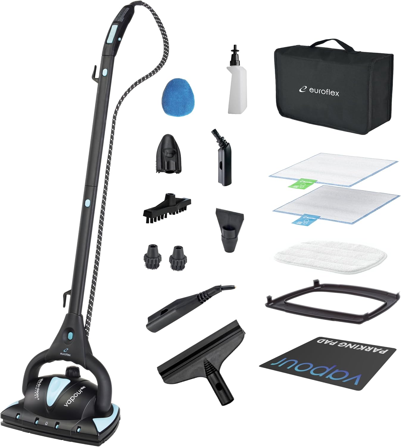 Euroflex Vapour Pro Steam Mop & All-in-One Steam Cleaner 20-Piece Set - Commercial Grade 295°F & 50 PSI - Good Housekeeping #1 Rated; Kills 99.9% Bacteria & Viruses (H1N1); 5-Year Warranty