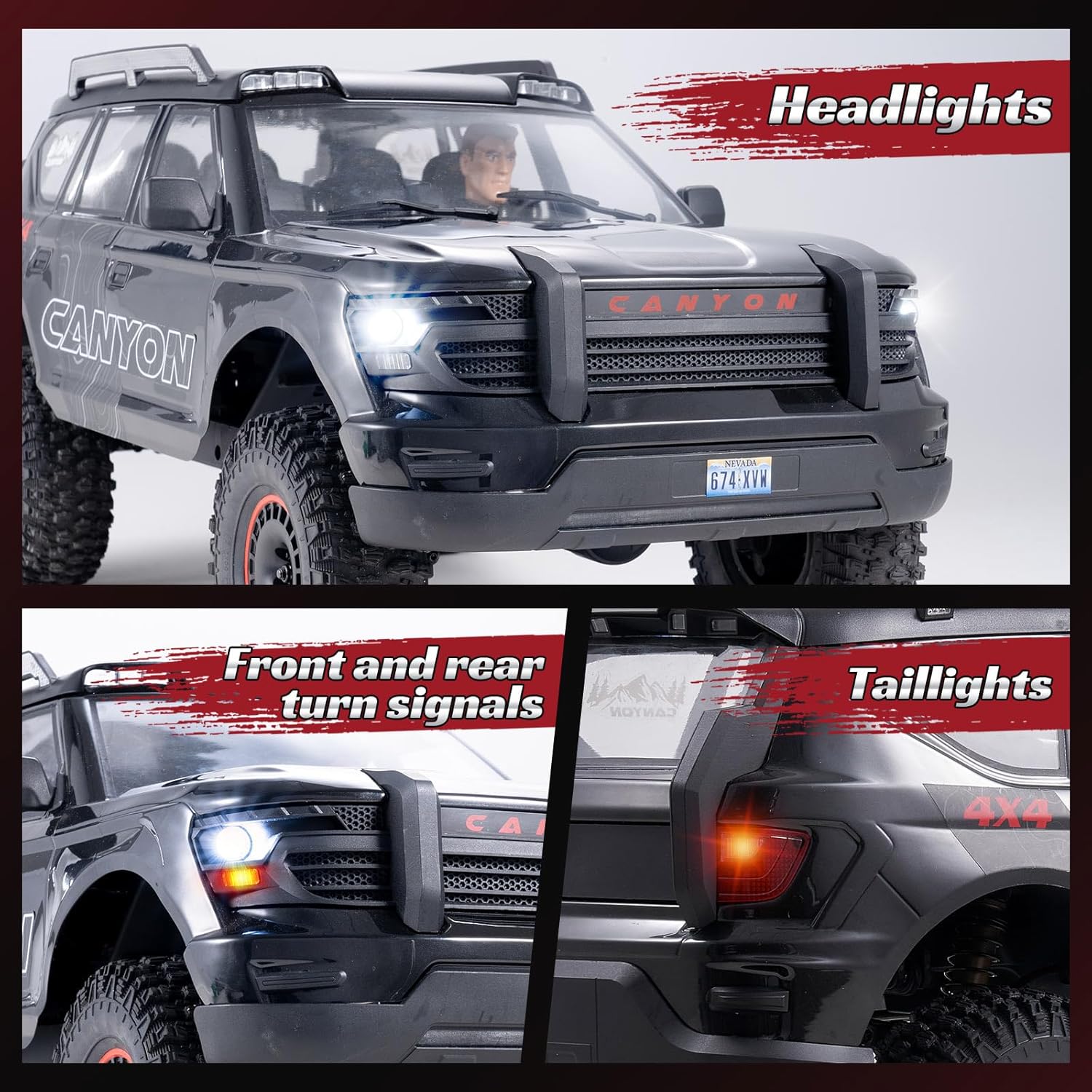 EAZYRC FMS Canyon 1/10 RC Crawler with Innovative DIG System LCG Chassis,Pro 4x4 RC Rock Truck with Portal Axles, 2-Speed Transmission, Full Metal Oil Shocks,High Simulation Remote Control Car