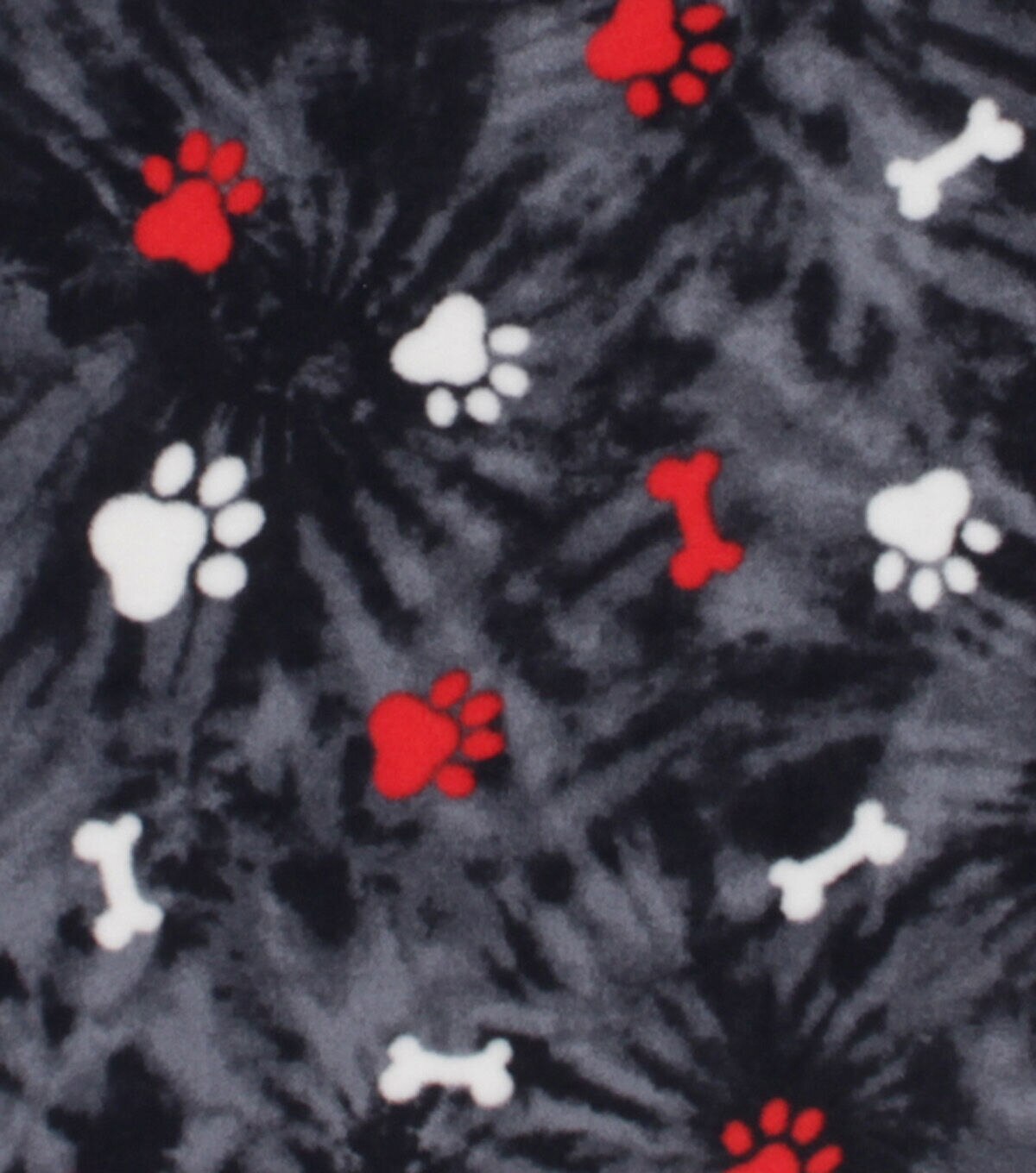Paws on Black Tie Dye Anti Pill Fleece Fabric