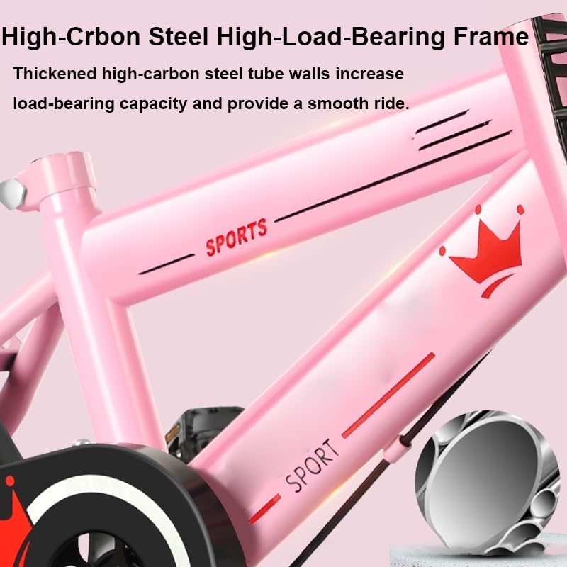 Glenmi Kids Bike for 2 to 9 Years,Unisex Kids Bike Cycle with Removable Stabilisers, Basket and strong rear Rack for both Boys & Girls(White,130cm)