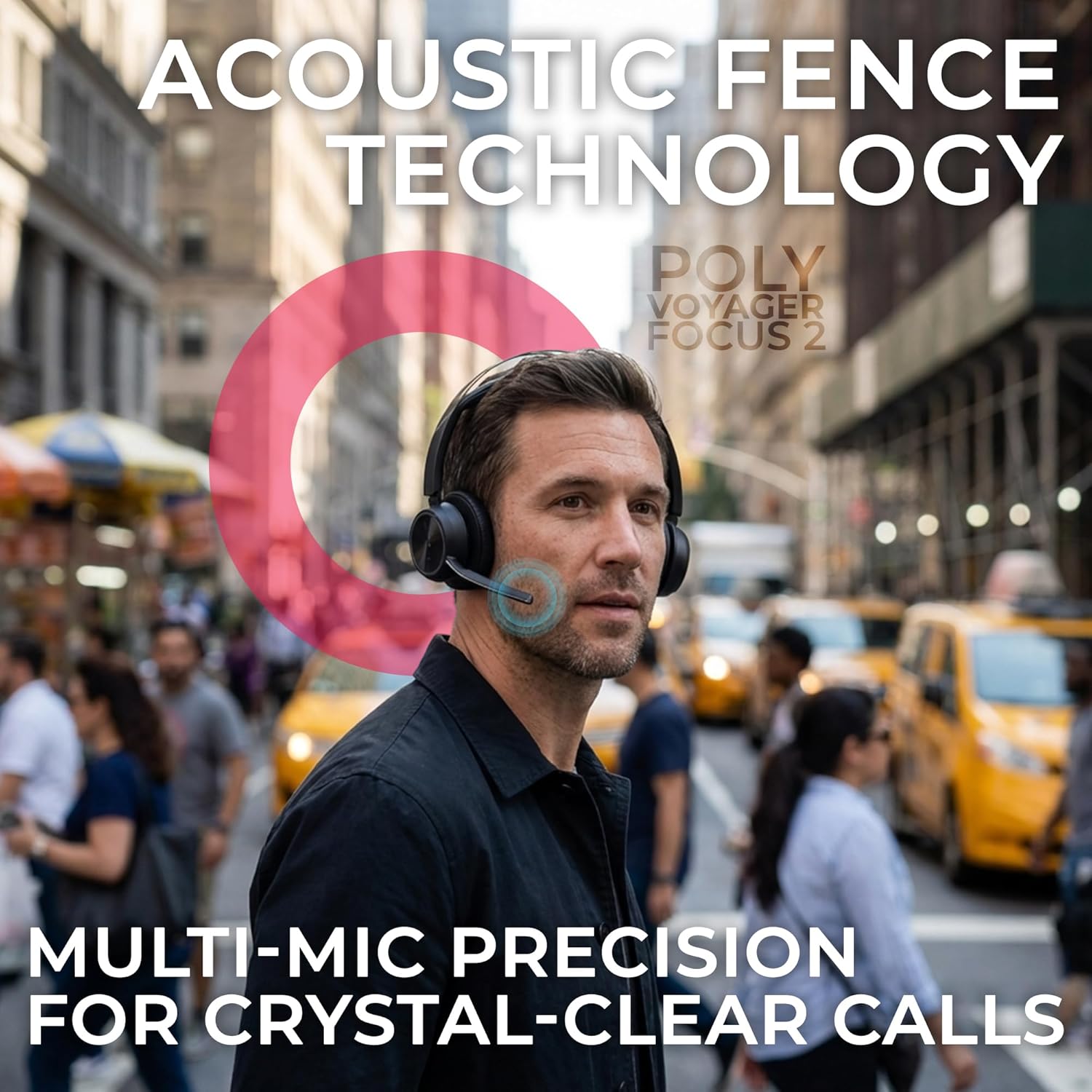 Poly Voyager Focus 2 Bluetooth Headset with Noise Blocking Mic - USB-C/A Dongle Adapters for PC using MS Teams, Zoom - Pairs to Both Cellphone and Laptop - Charging cable, and GTW Microfiber Cloth