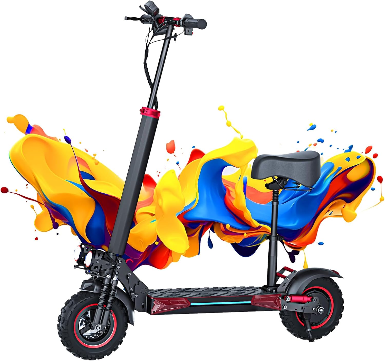 FREEBOY Adult Electric Scooter - Removable Seat, 1200W Motor, Max 35mph, 33 Miles, Off Road Tires, 4 Braking System