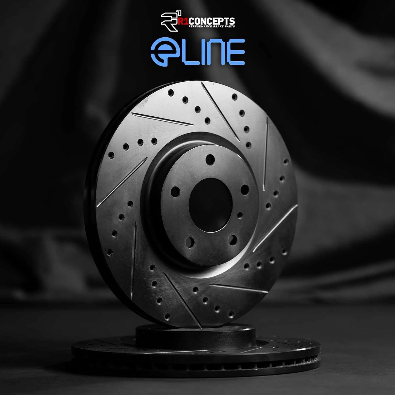 R1 Concepts Front Brake Rotors For 2021-2024 Jaguar F-Pace, I-Pace, Land Rover Range Rover| Drilled Slotted Disc Brake Rotors| Brakes and Rotors