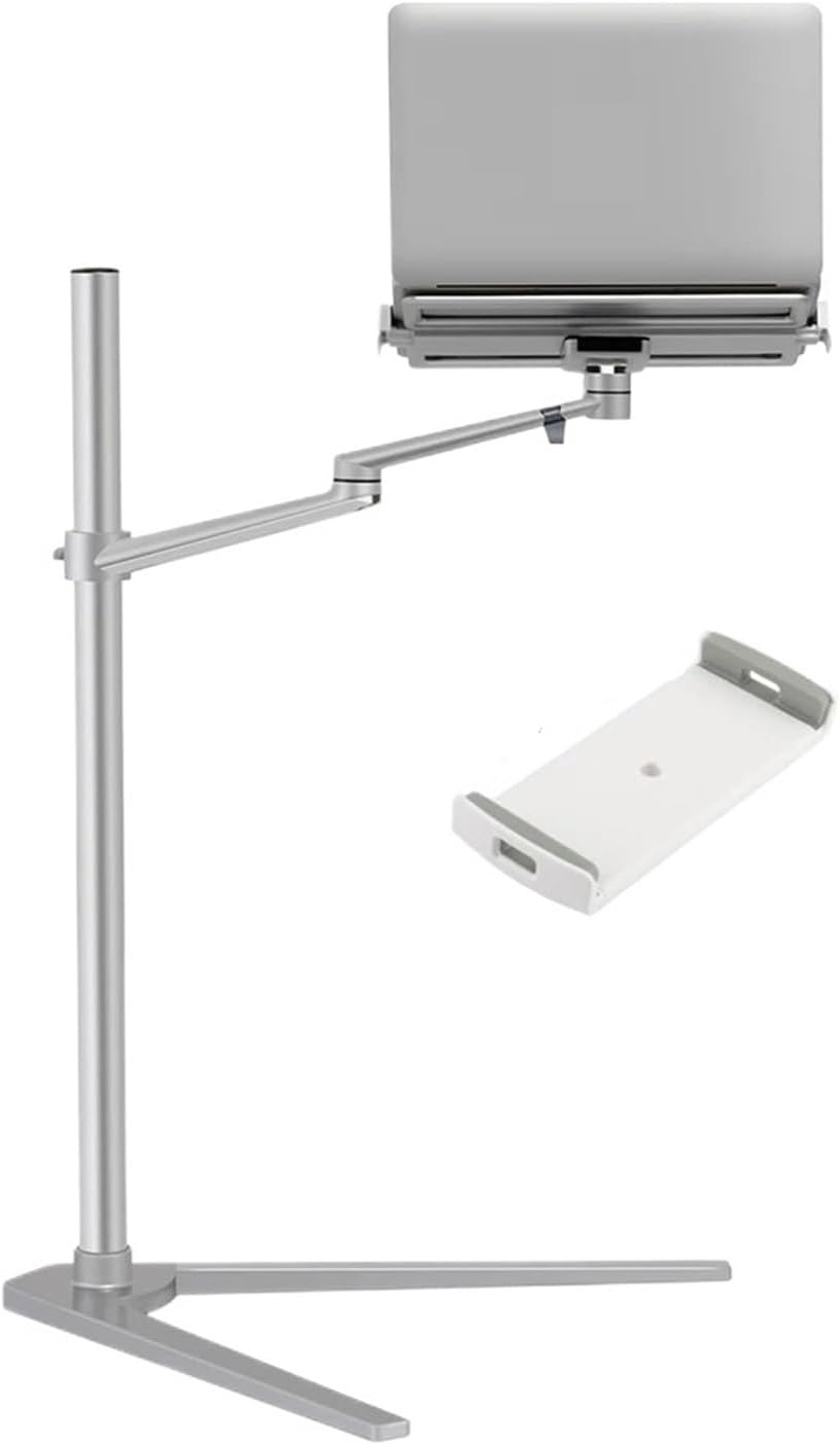 UP-8A multifunctional computer floor stand, suitable for all 12-17 inch height-adjustable laptop tables(Silver)