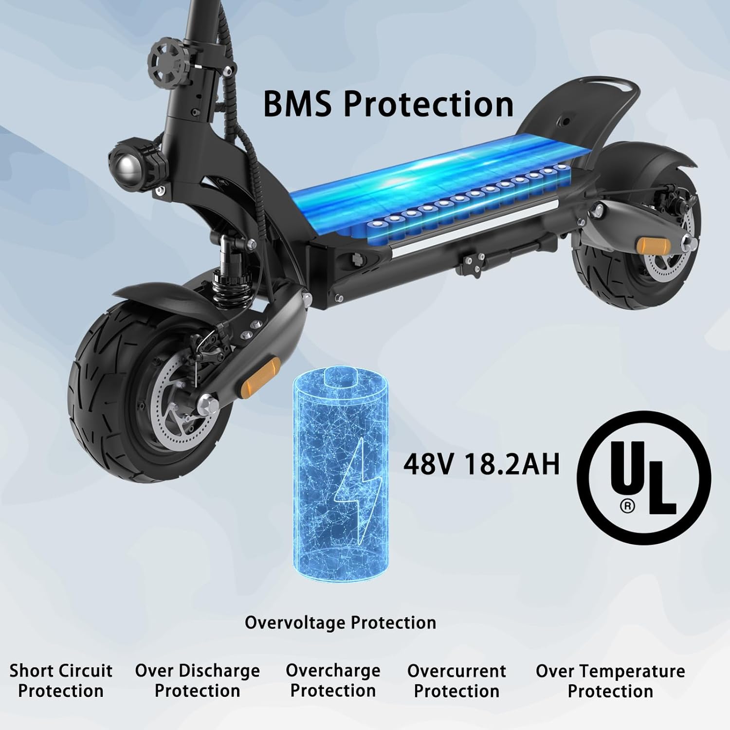 NANROBOT D6+ Lightning H1 Electric Scooter Adults 3000W Dual Motors 45 MPH Top Speed 75/40/18 Miles Long Range Fast Electric Scooter 10