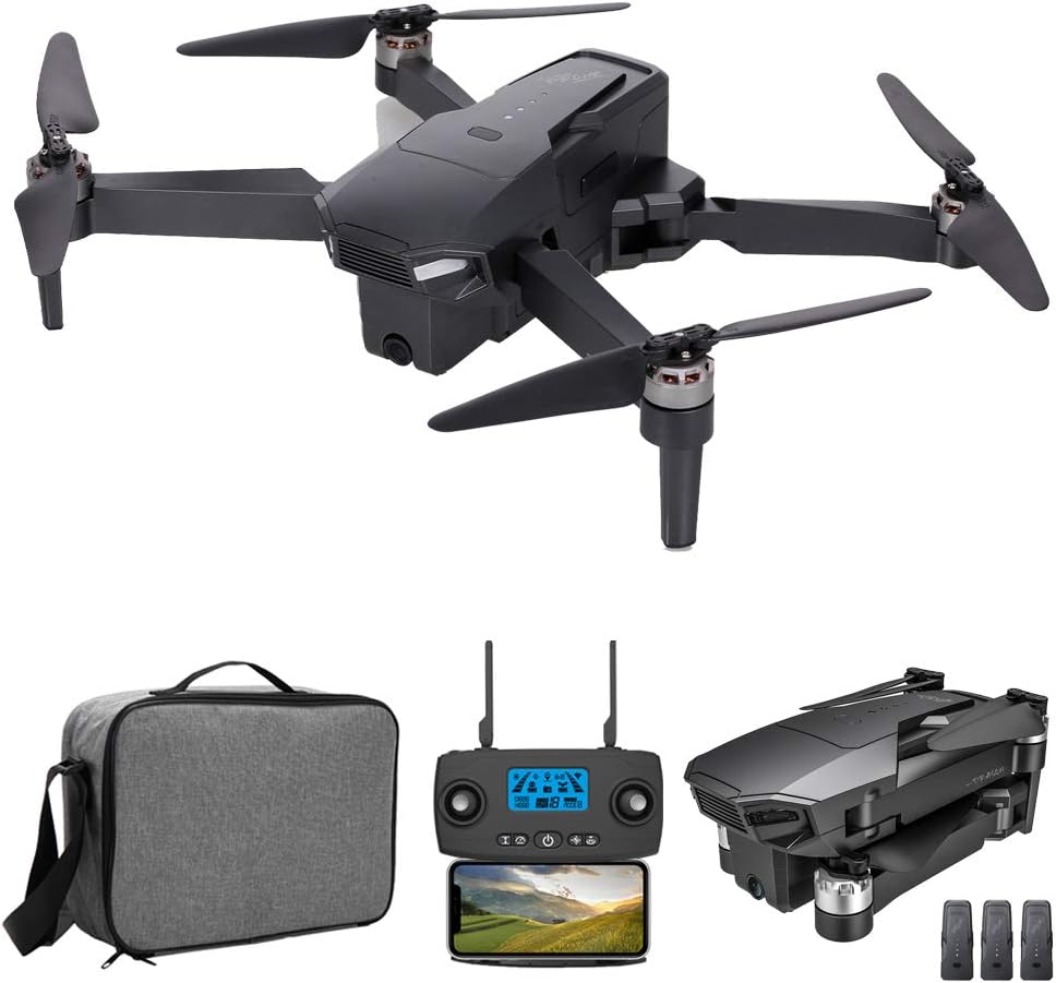 GoolRC KF107 RC Drone with Dual Camera, 4K HD 5G WiFi GPS Drone for Adults, Brushless Motor RC Quadcopter with Optical Flow Positioning, Headless Mode, Follow Me, Auto Return, Bag and 3 Batteries