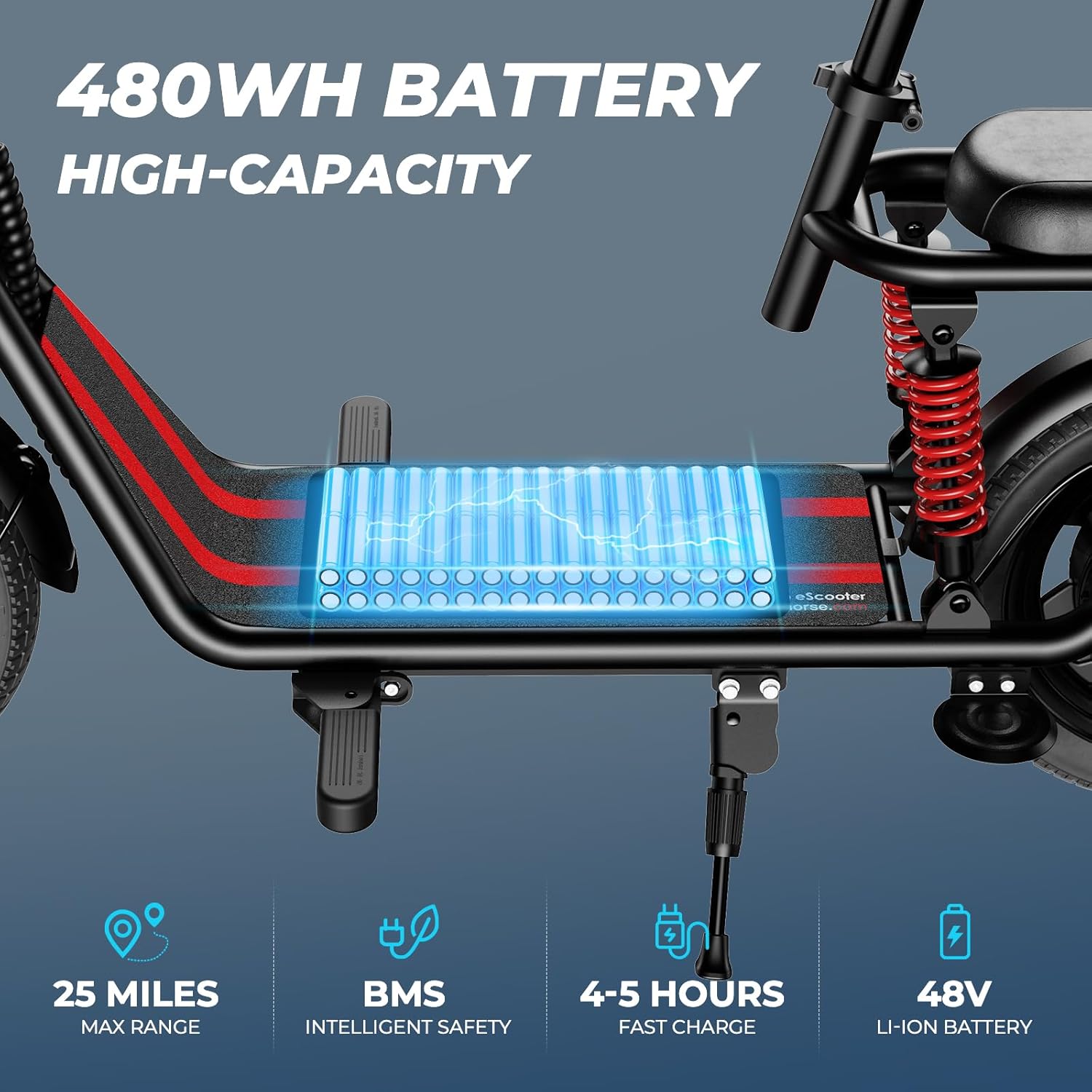 850W/ 819W Peak Electric Scooter with Seat, 20MPH & 25/40 Miles Range, Dual Suspension, Cruise Control, 14