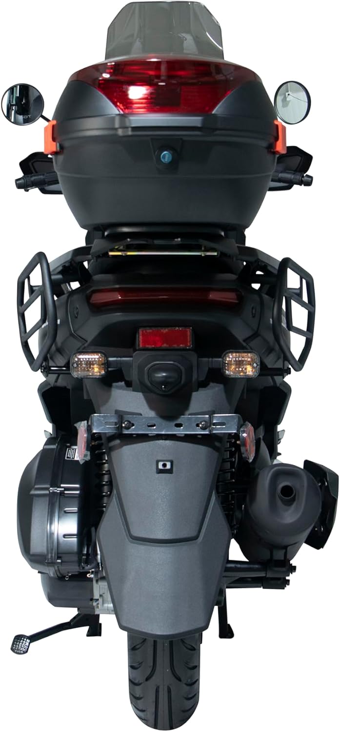 HHH Tank Supreme 200cc Motorcycle with Windshield Big Wheels EFI Scooter Street Bike Tank 200 Moped Fully Automatic with Matching Rear Trunk