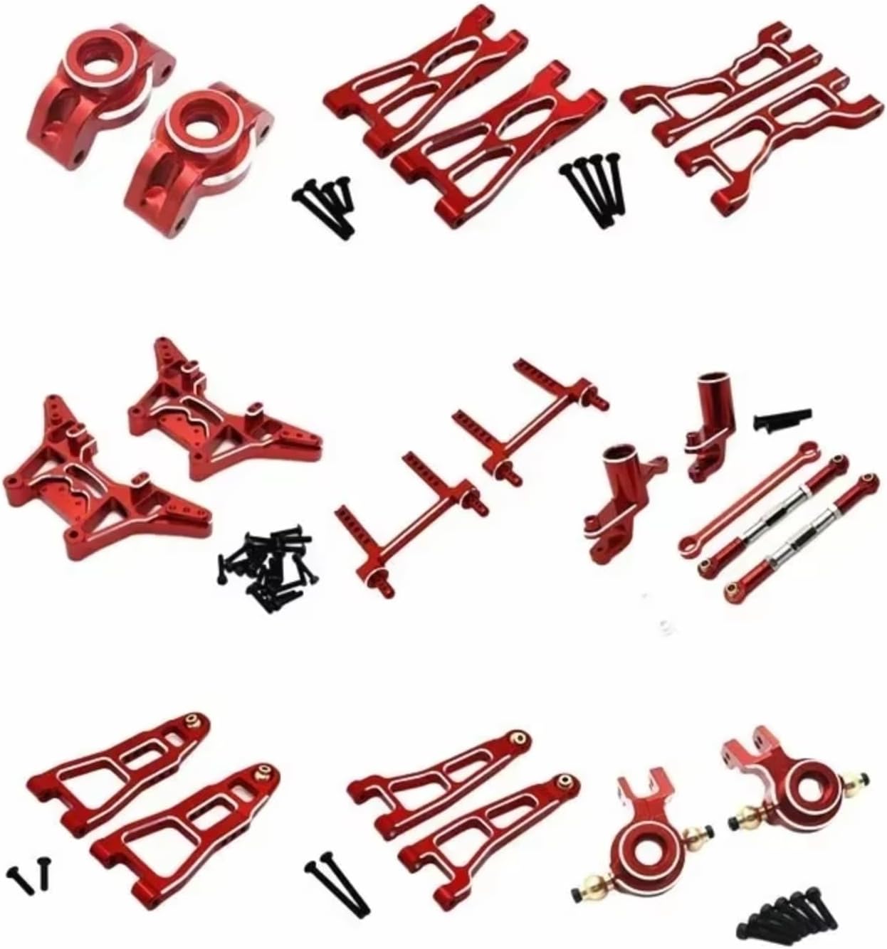 Models Upgrades Parts For Ud1201 Ud1202 Ud-12pro 1/12 Metal Front And Rear Suspension Arm Steering Assembly Kit Rc Car Upgrade Parts Accessories(Red)